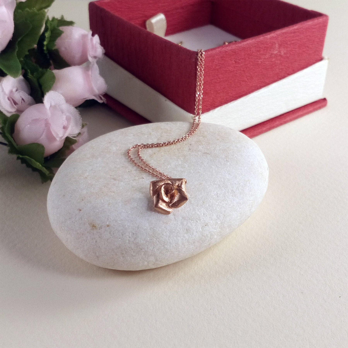 Rose Necklace Pendant | 3D Sculpted Silver Flower | Dainty Botanical Jewelry