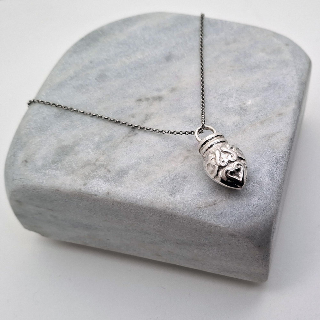 Heart Pendulum Necklace | Sterling Silver Gold Plated Dowsing Pendant | Intuition & Divination Talisman, additional detail