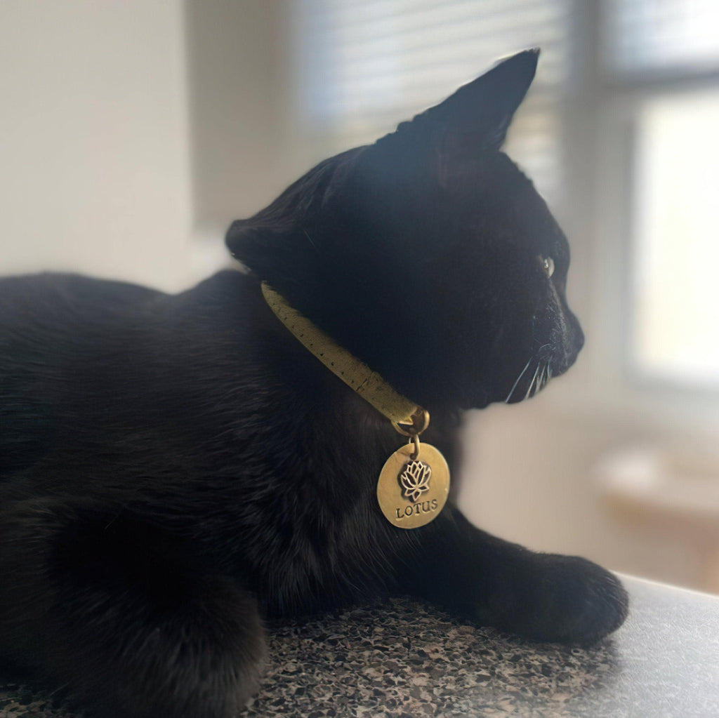 The Sacred Bloom Token | Artisan Lotus Dog Tag & Custom Pet ID, close-up detail