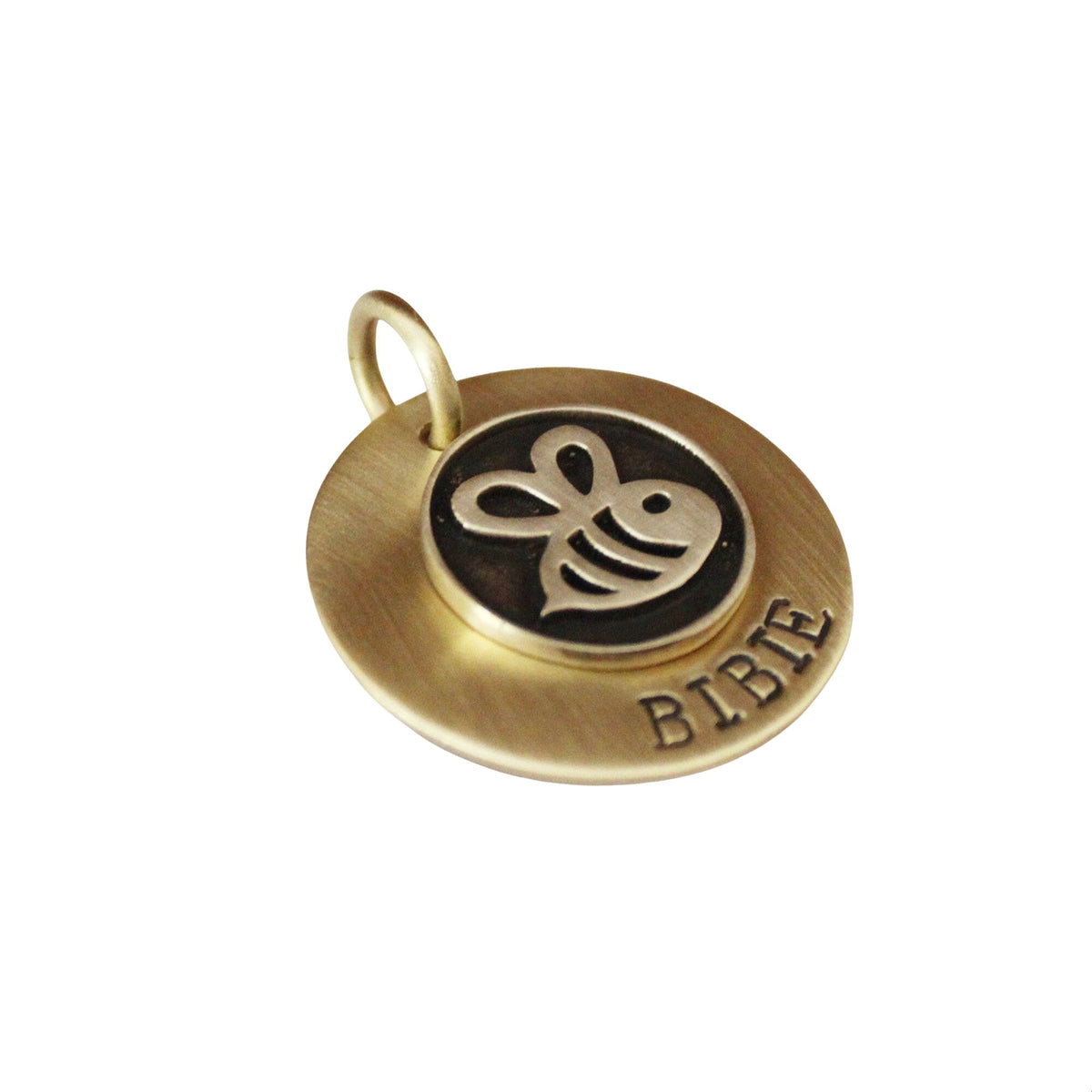 The Diligent Honeybee Token | Artisan Nature Pet ID & Custom Engraved Dog Tag, styled view