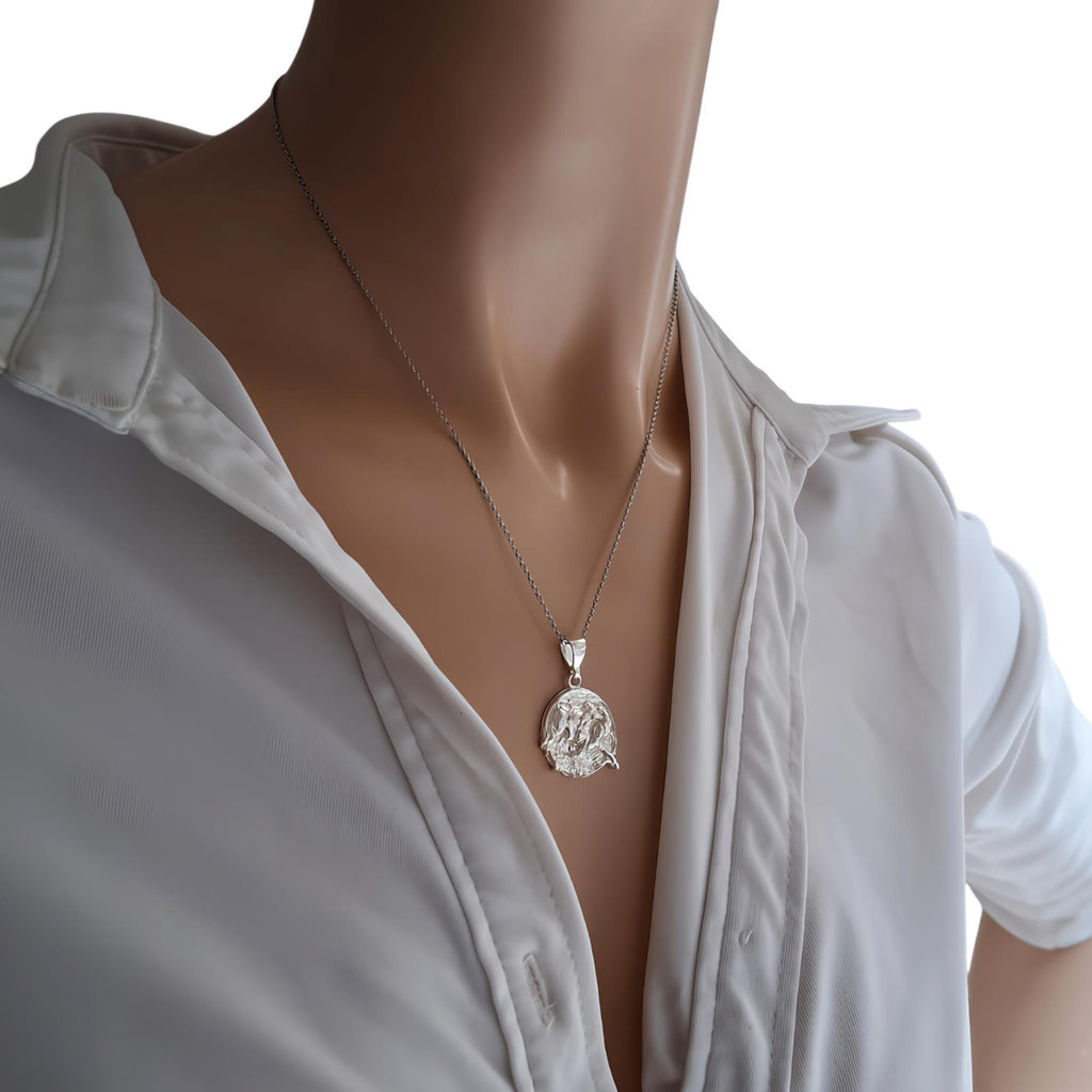 Bull Medallion Necklace | Strength & Resilience Talisman, alternate angle
