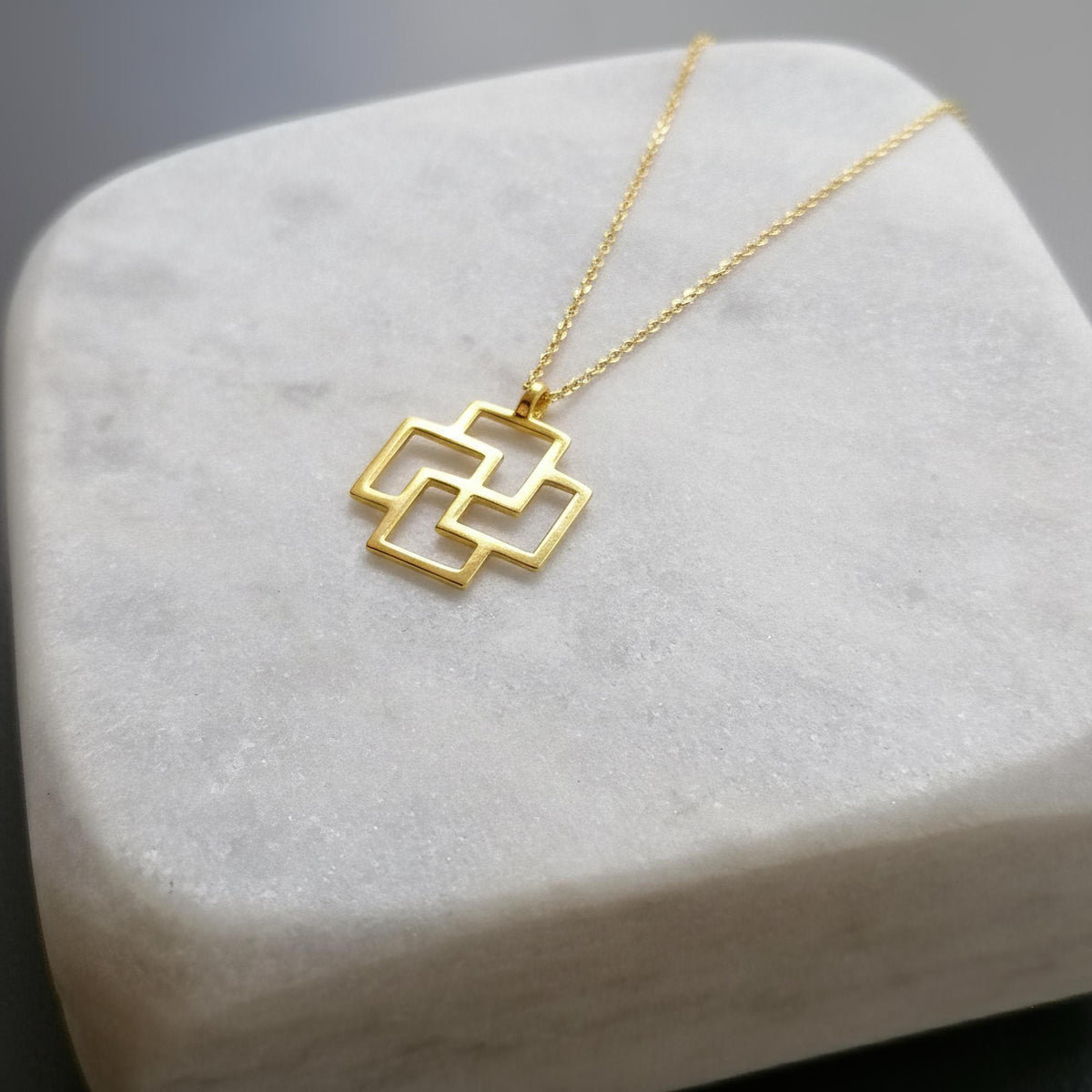 Tursaansydan Pendant Necklace | 14K Solid Gold Finnish Amulet | Viking Protection Charm, alternate angle