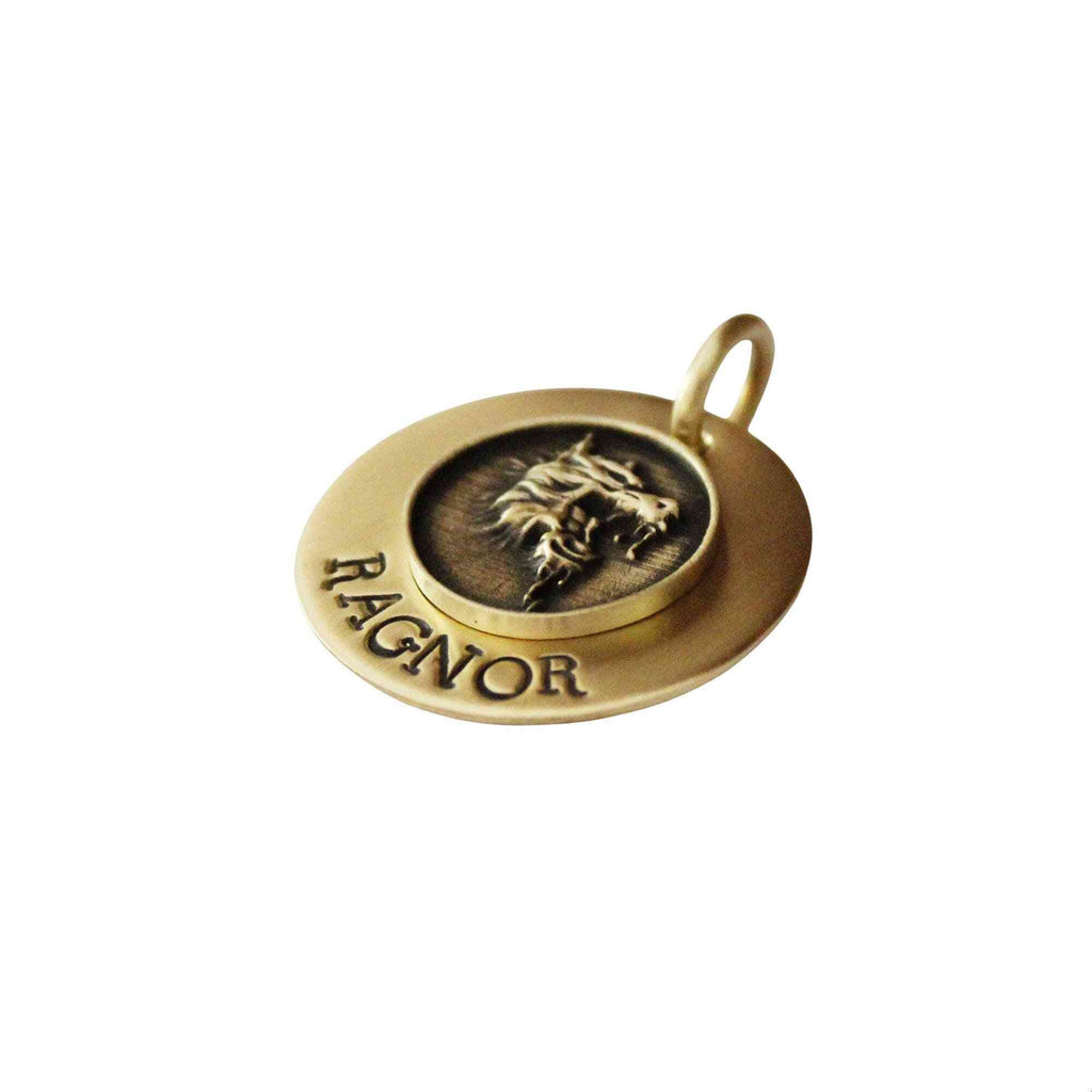 The Fierce Wolf Sigil | Artisan Mixed Metal Pet ID & Custom Engraved Dog Tag, alternate angle