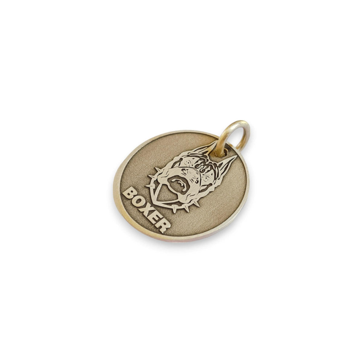 The Spirited Boxer Token | Artisan Breed Pet ID & Custom Engraved Dog Tag, styled view