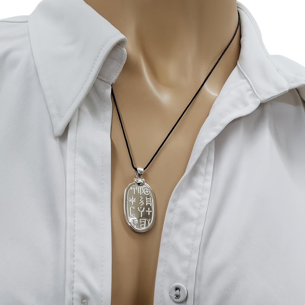 Symbolic Sterling Silver Pendant | Ancient Glyphs Medallion | Archaic Talisman