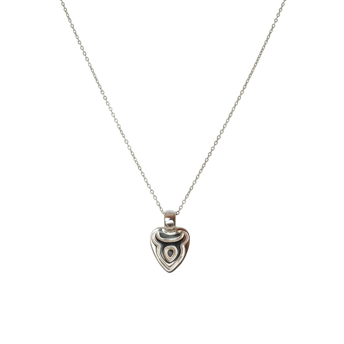 Taurus Moon Necklace | Double-Sided Zodiac Pendant, in White Gold Plated finish