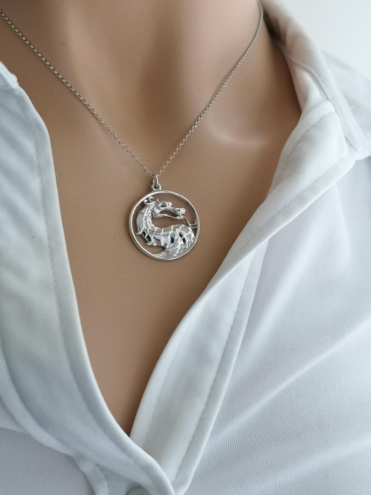 Dragon Necklace | Mythical Protection Talisman, front view