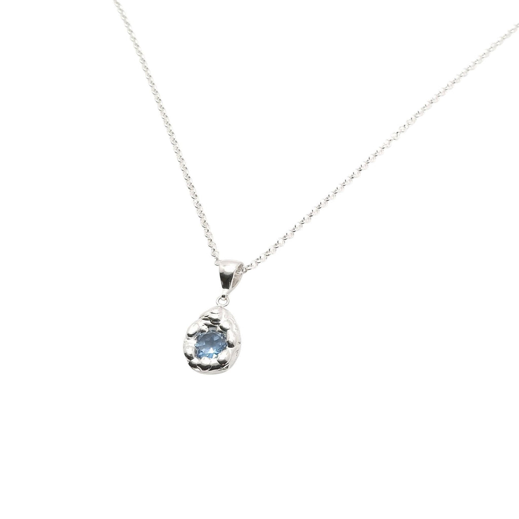 Free-Form Droplet Necklace | Light Blue CZ Talisman, additional detail