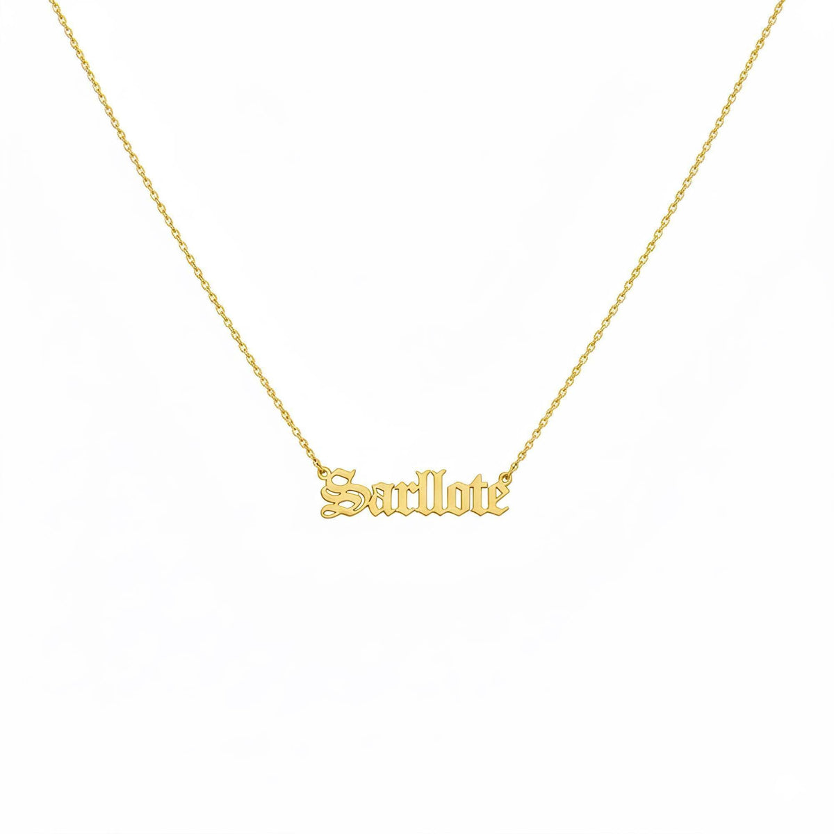 Old English Name Necklace | Custom Gothic Identity Talisman, in Yellow Gold Plated finish