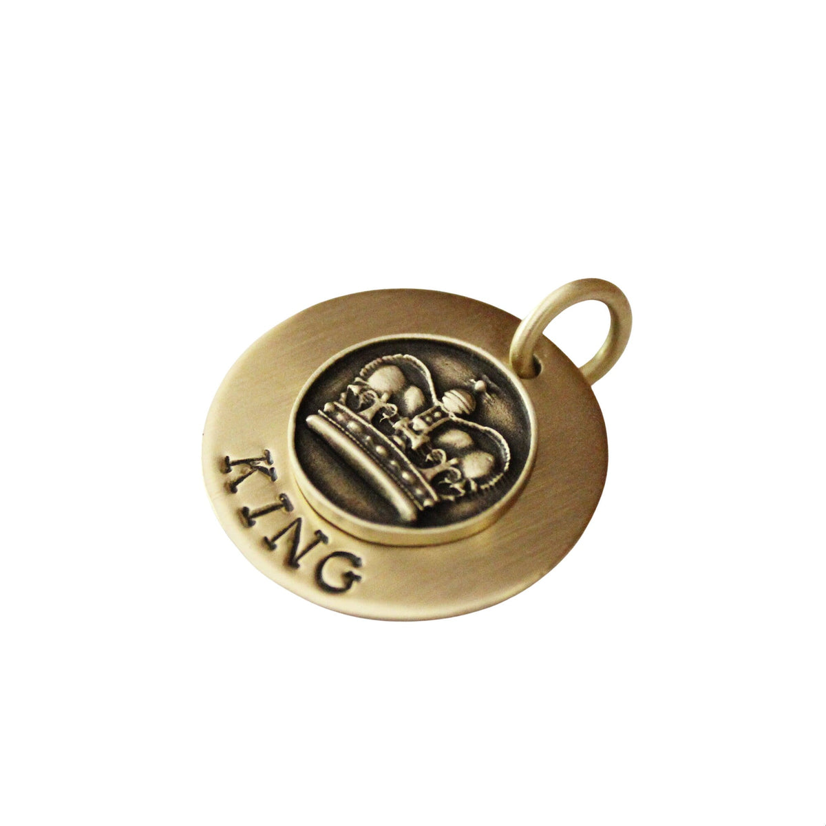 The Sovereign Crown Token | Artisan King Pet ID & Custom Hand-Stamped Dog Tag, alternate angle