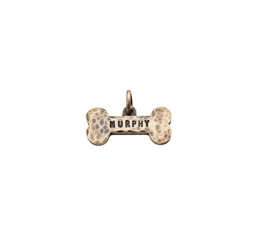 The Loyal Companion Token | Artisan Rustic Brass Bone Pet ID & Custom Tag, front view