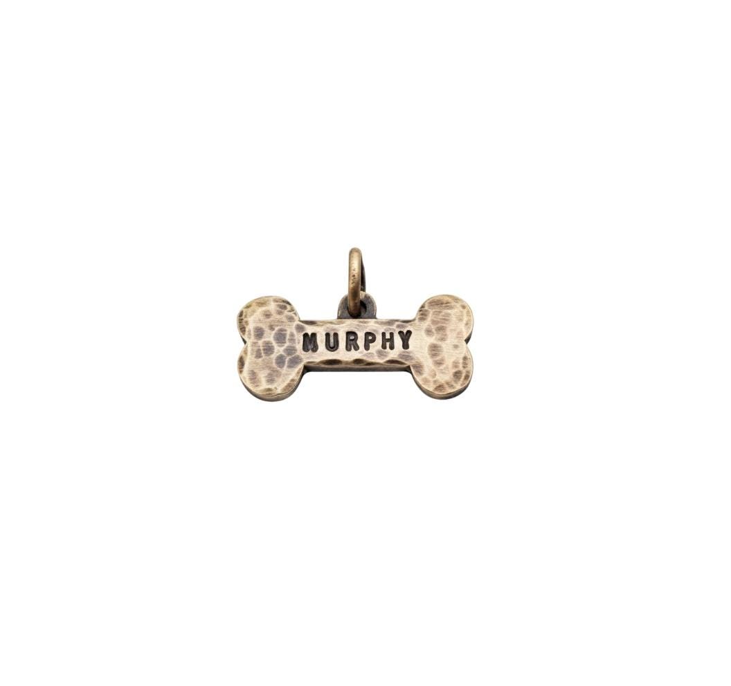The Loyal Companion Token | Artisan Rustic Brass Bone Pet ID & Custom Tag, front view