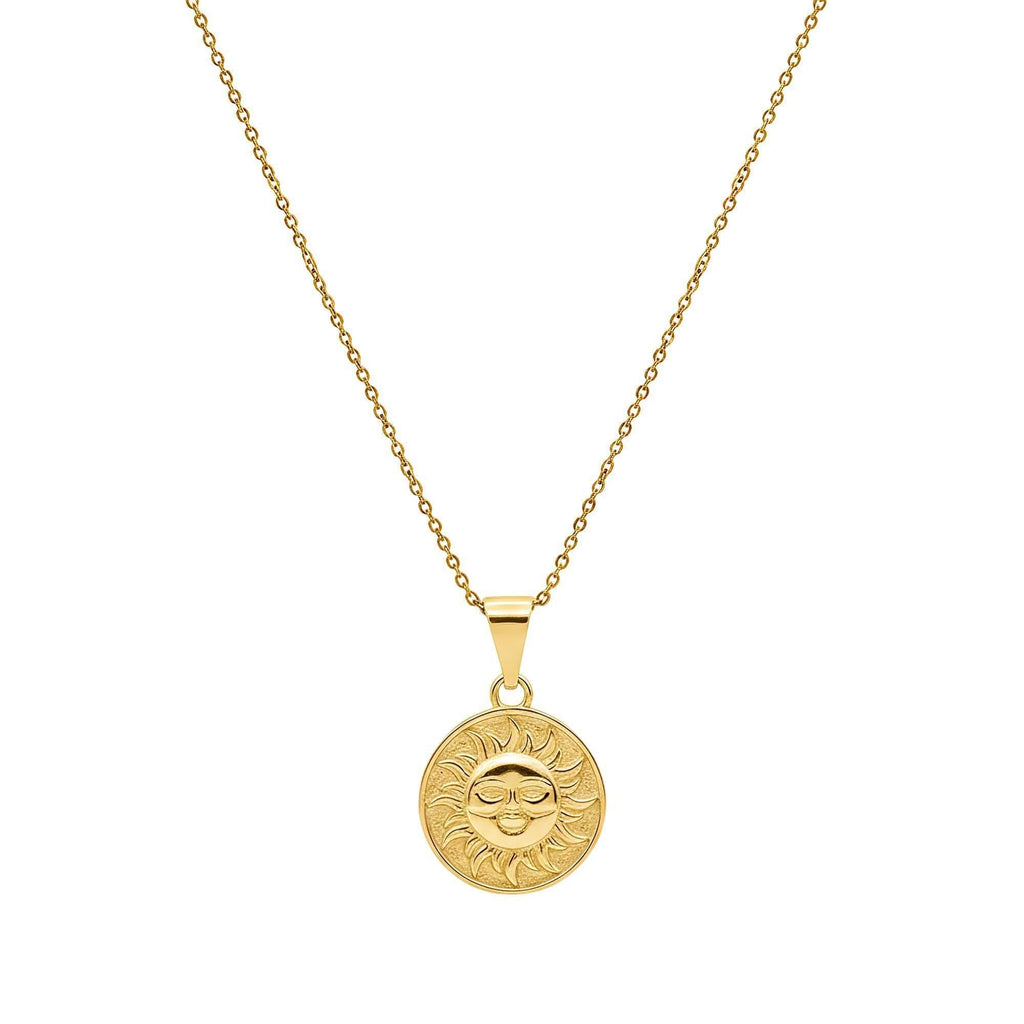 Smiling Sun Necklace flat lay, oxidized sterling silver