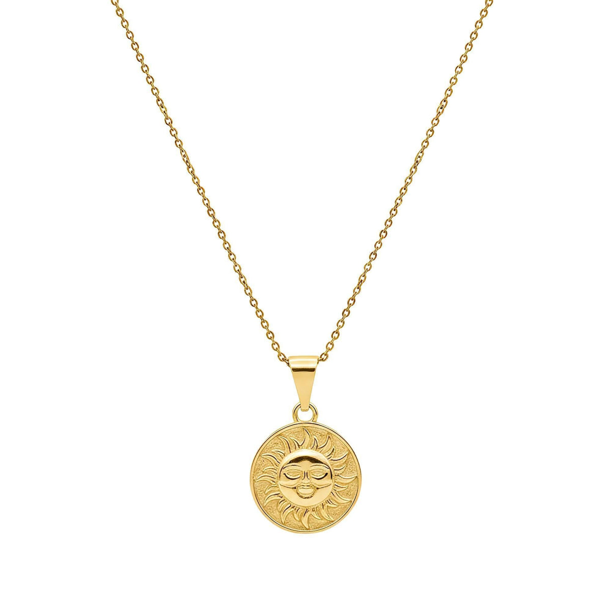 Smiling Sun Necklace flat lay, oxidized sterling silver