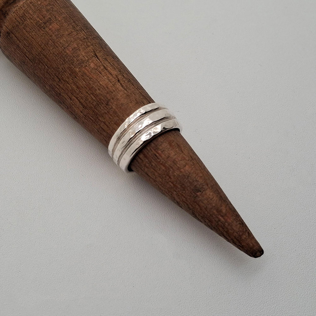 Hammered Unity Ring | Three Band Intertwined Sterling Silver Ring | Resilience & Harmony Talisman, alternate angle