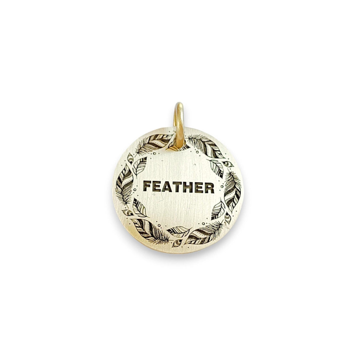 The Bohemian Feather Token | Artisan Spirit Pet ID & Custom Engraved Dog Tag, front view