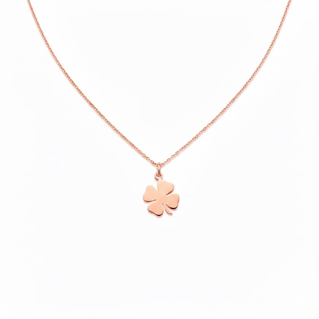 Four Leaf Clover Necklace | Minimalist Luck Talisman, close-up detail