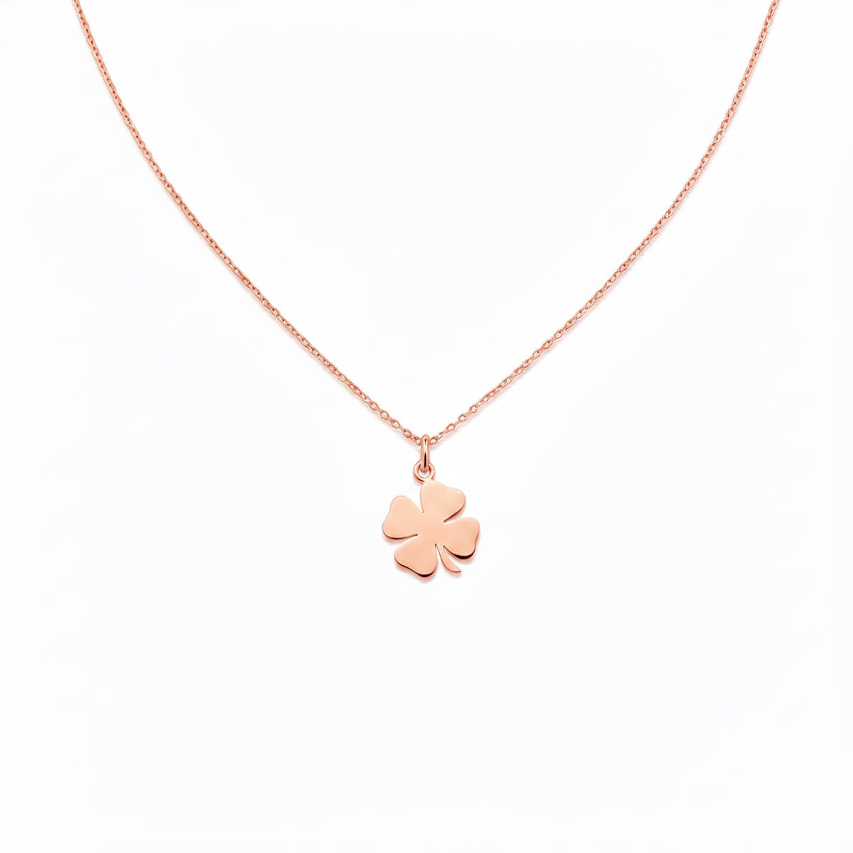 Four Leaf Clover Necklace | Minimalist Luck Talisman, close-up detail