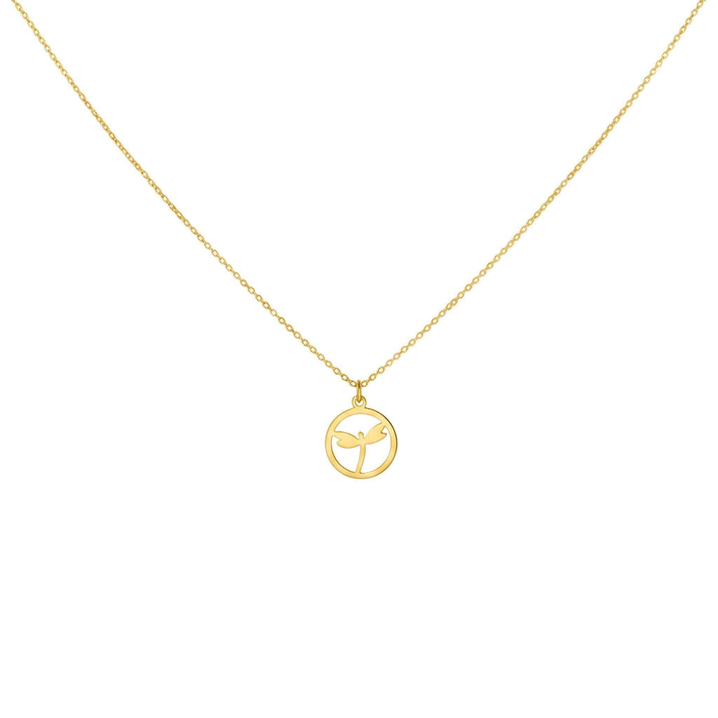 Dragonfly Charm Necklace | Symbol of Transformation, in Yellow Gold Plated finish