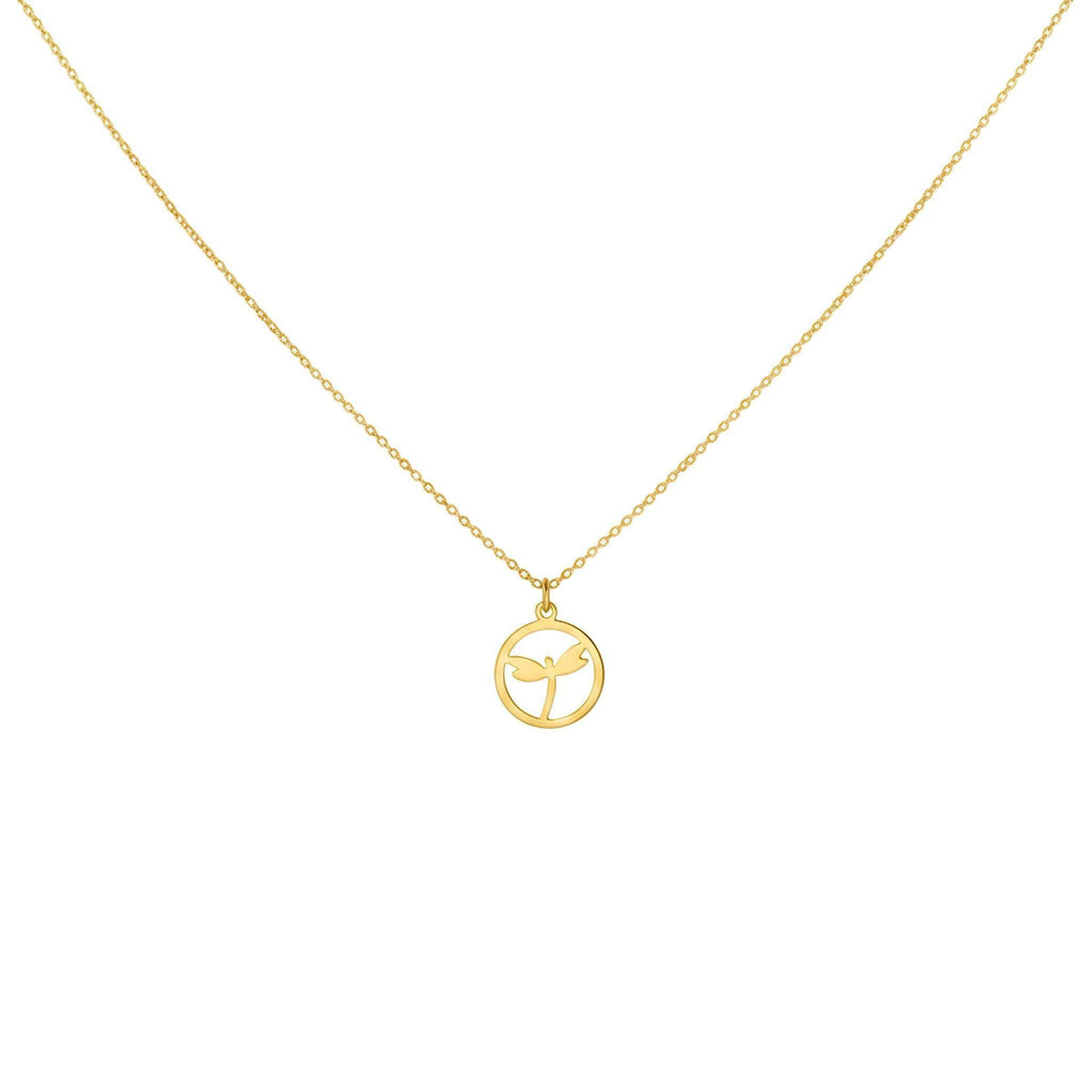 Dragonfly Charm Necklace | Symbol of Transformation, in Yellow Gold Plated finish