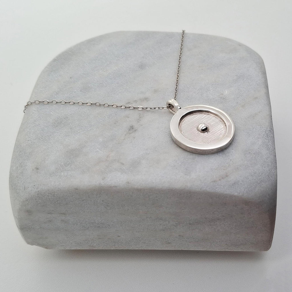 Circumpunct Necklace | Sterling Silver Sacred Geometry Pendant | Minimalist Monad Talisman, additional detail