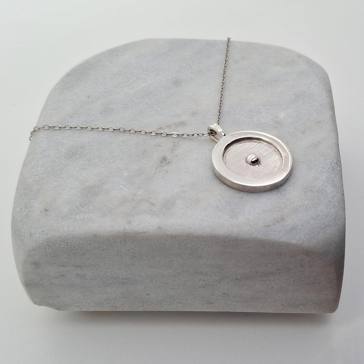 Circumpunct Necklace | Sterling Silver Sacred Geometry Pendant | Minimalist Monad Talisman, additional detail