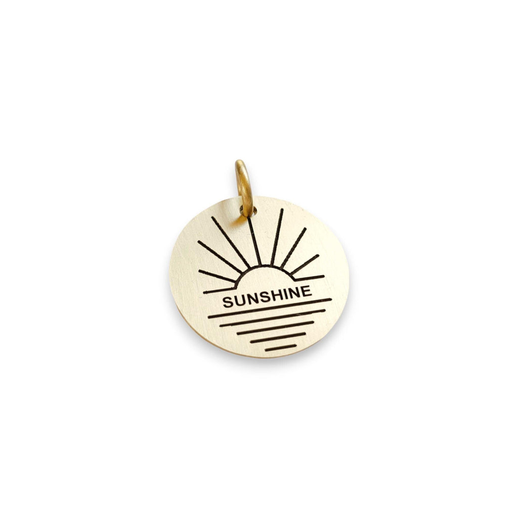 The Golden Hour Token | Artisan Sun Setting Pet ID & Custom Engraved Dog Tag, front view