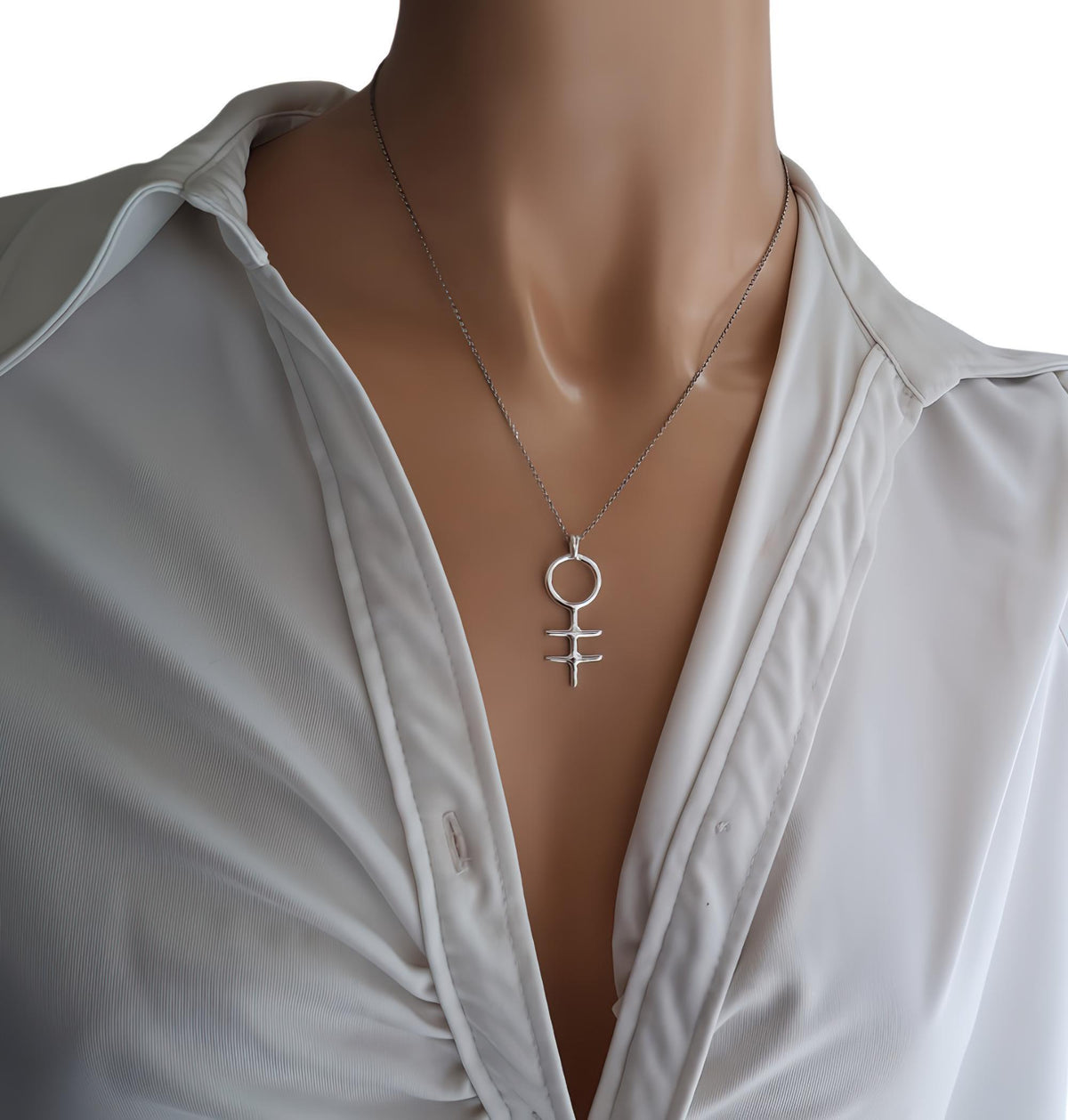 Alchemical Double Cross Necklace | Venus Symbol Charm, styled view