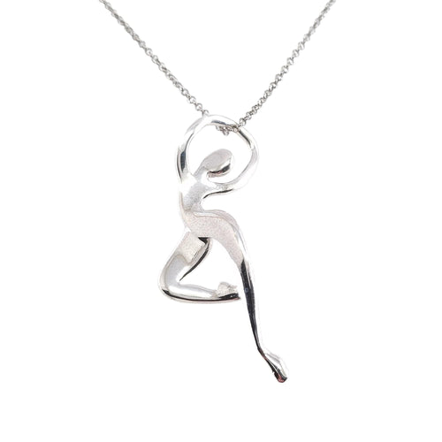 Ballerina Necklace | Symbol of Grace & Poise, in White Gold Plated finish