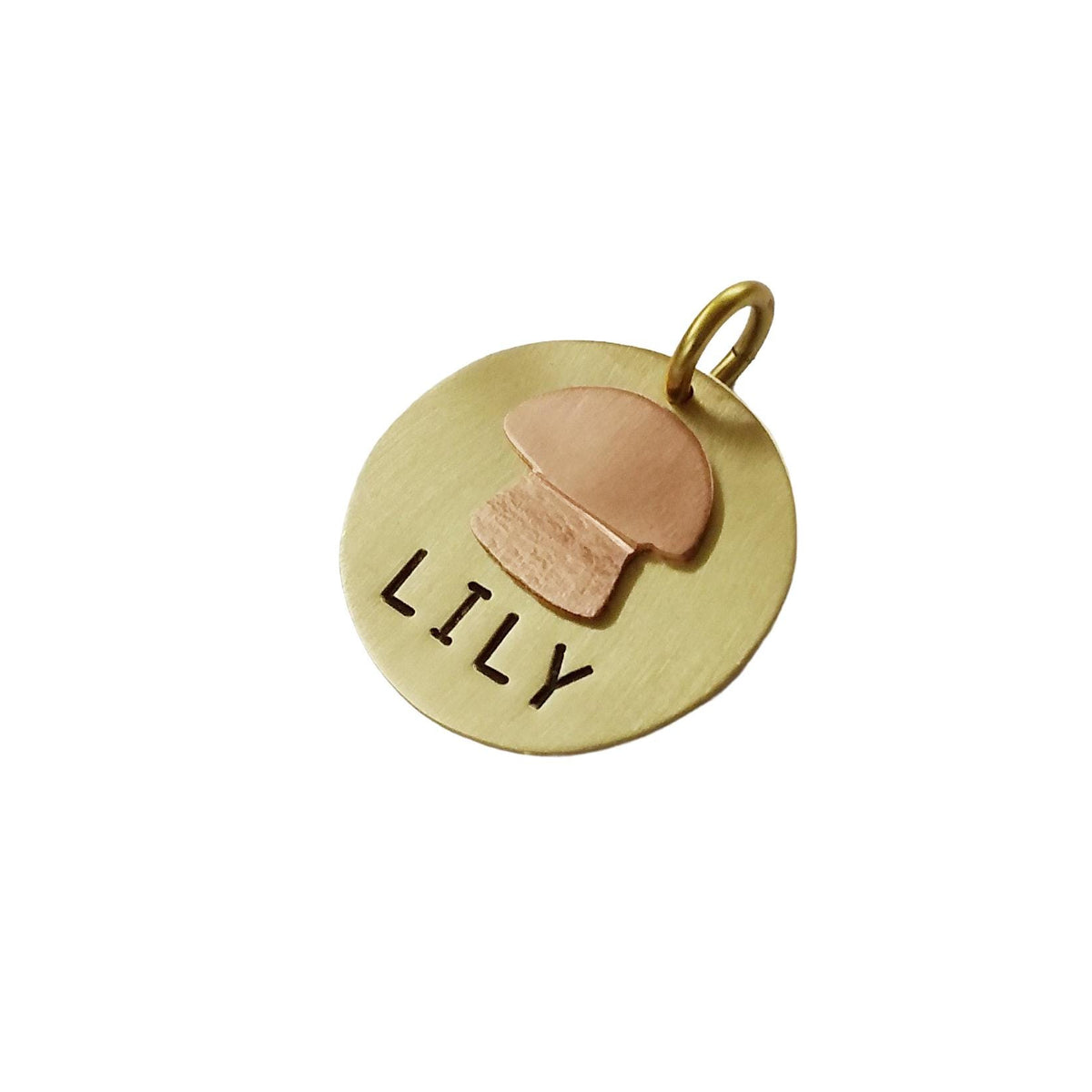 The Woodland Forager Token | Artisan Mushroom Pet ID & Custom Dog Tag, close-up detail