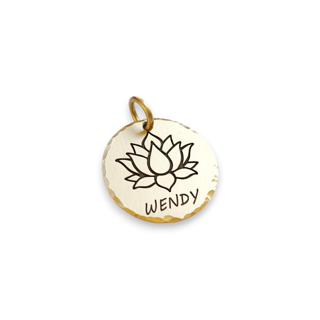 The Serene Lotus Token | Artisan Lotus Flower Pet ID & Custom Engraved Dog Tag, styled view