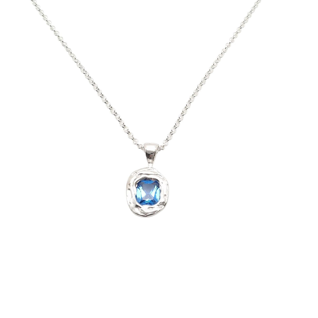 Ocean Wave Medallion | Deep Blue CZ Talisman, front view