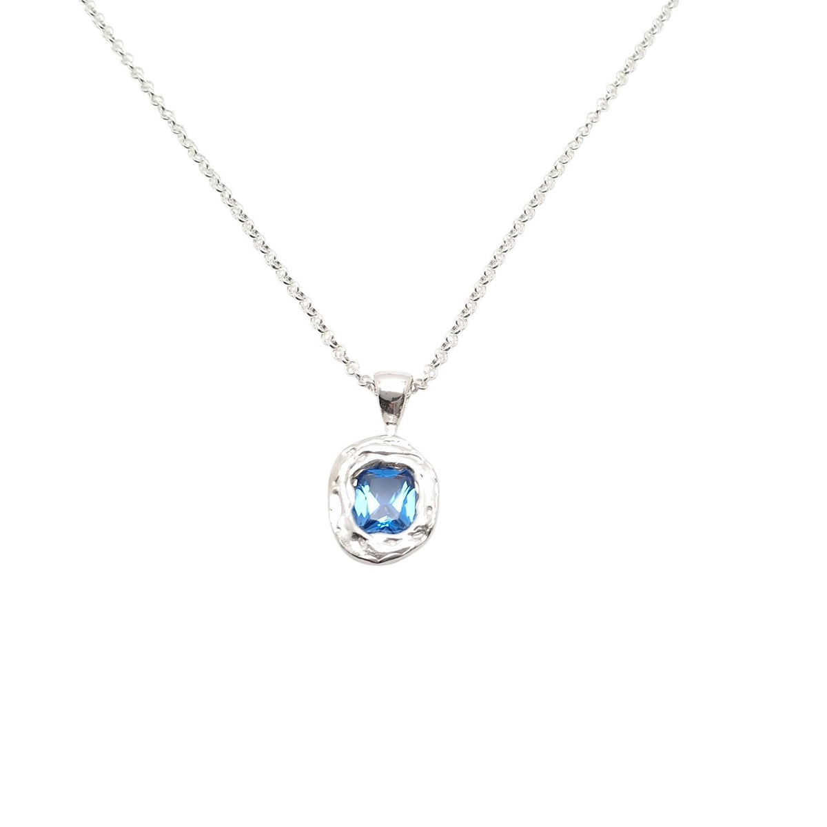 Ocean Wave Medallion | Deep Blue CZ Talisman, front view