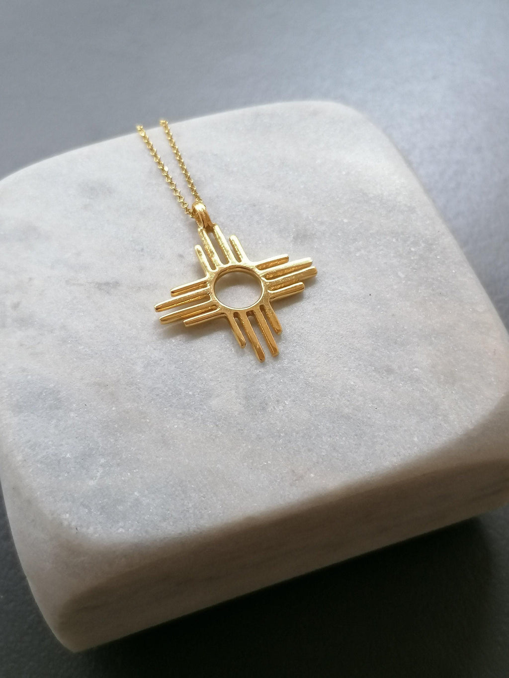Zia Sun Necklace | Sterling Silver Sacred Geometry Pendant | Southwestern Pueblo Symbol
