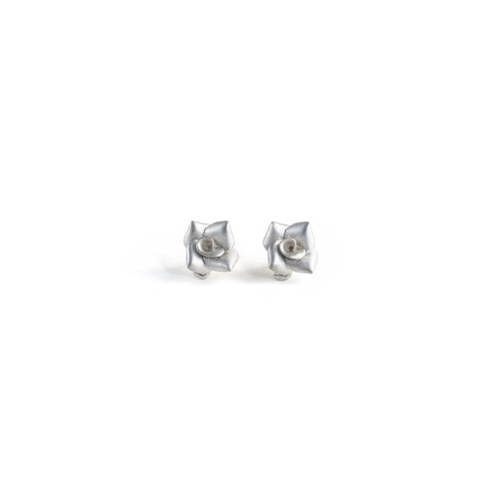 Rose Stud Earrings | Floral Jewelry, in White Gold Plated finish