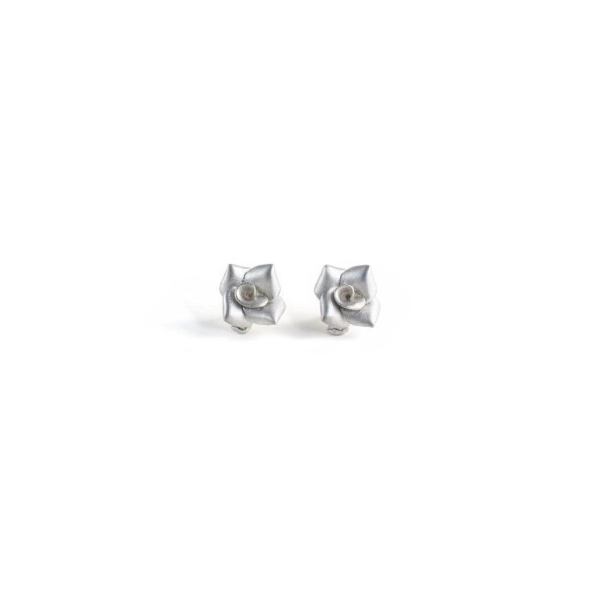 Rose Stud Earrings | Floral Jewelry, in White Gold Plated finish
