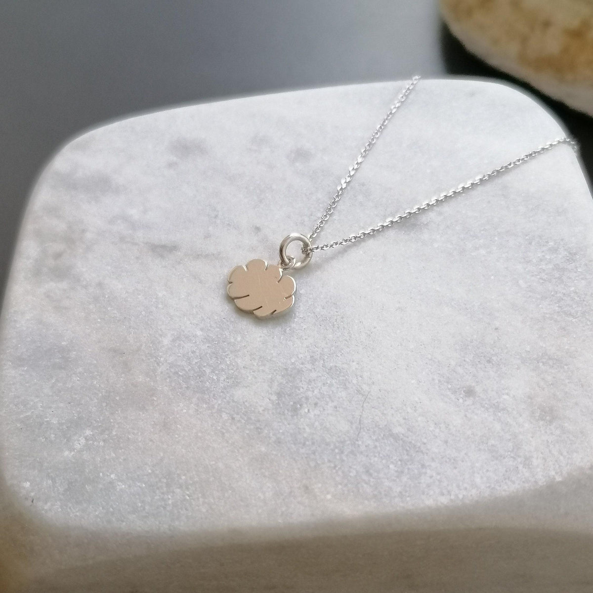 Dainty Sterling Silver Cloud Necklace, Minimalist Charm, additional detail