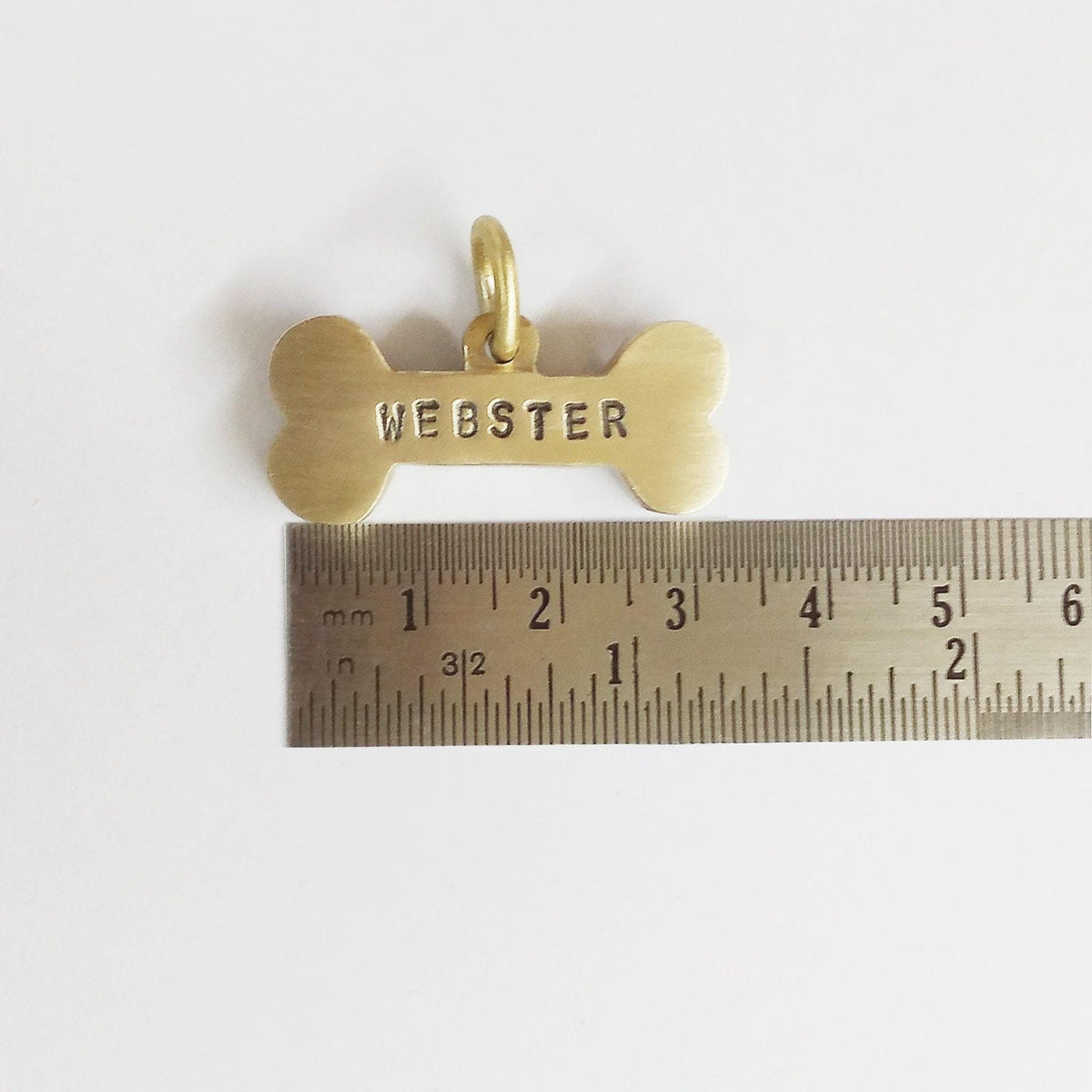 The Loyal Companion Token | Artisan Rustic Brass Bone Pet ID & Custom Tag, alternate angle