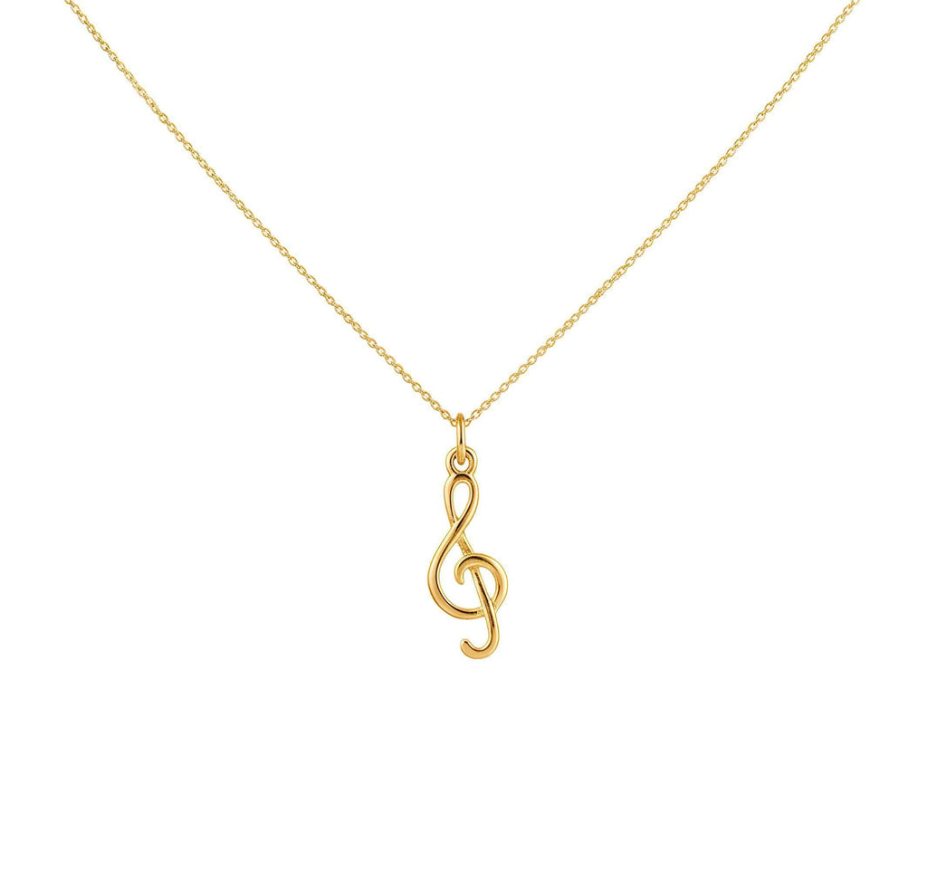 Treble Clef Necklace | Dainty Music Note Talisman, in Yellow Gold Plated finish