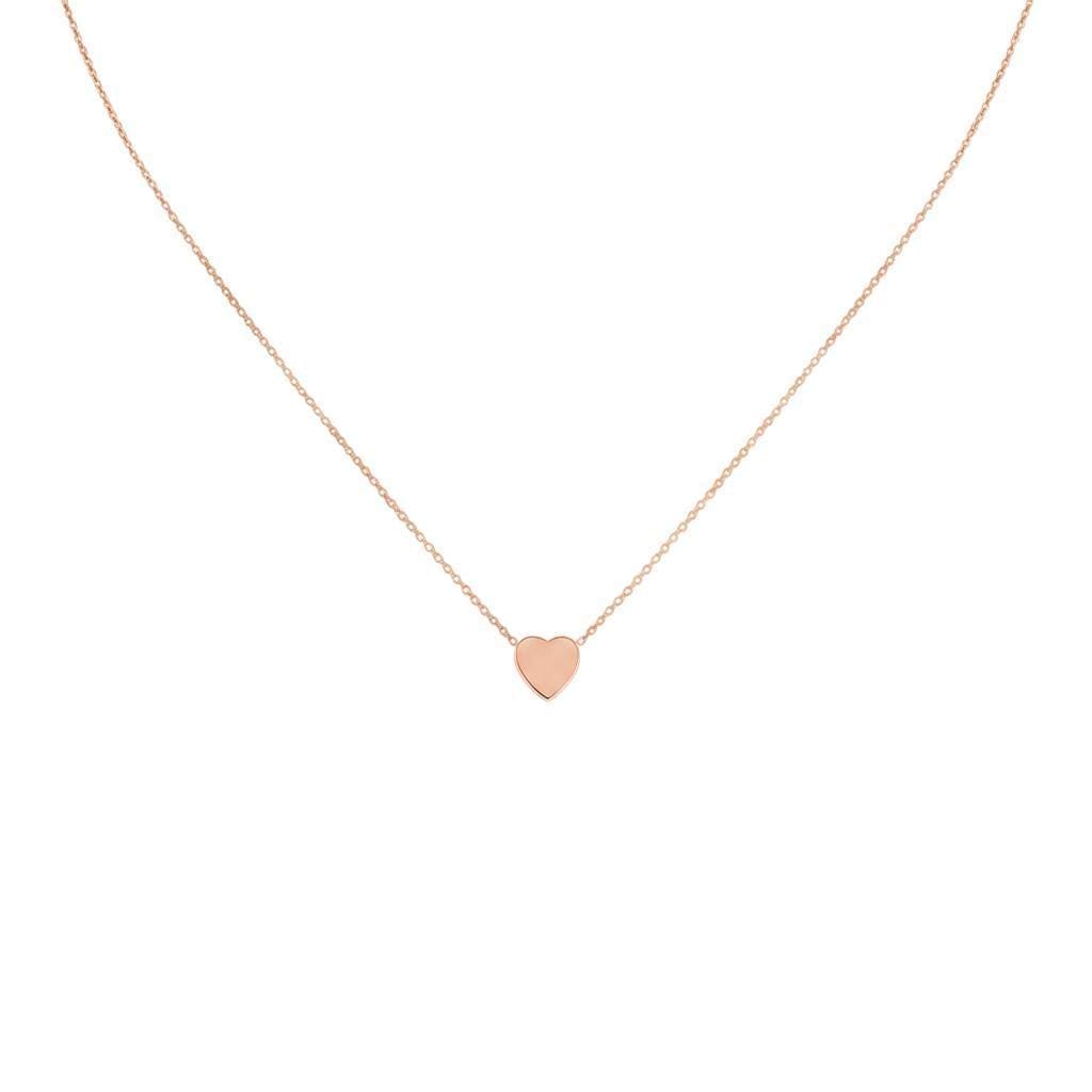 Silver Heart Necklace, Dainty Love Charm, Minimalist Pendant (925 Sterling), in Rose Gold Plated finish