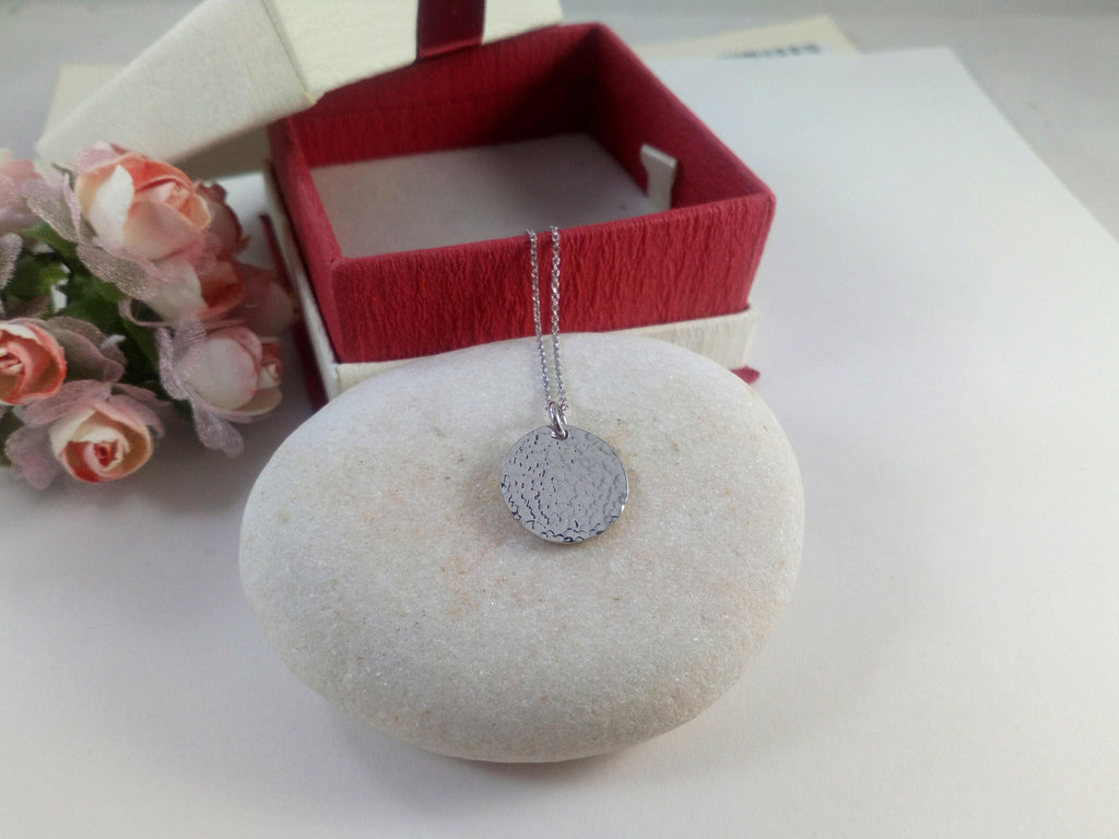 Hammered Disc Necklace | Minimalist Everyday Talisman, alternate angle