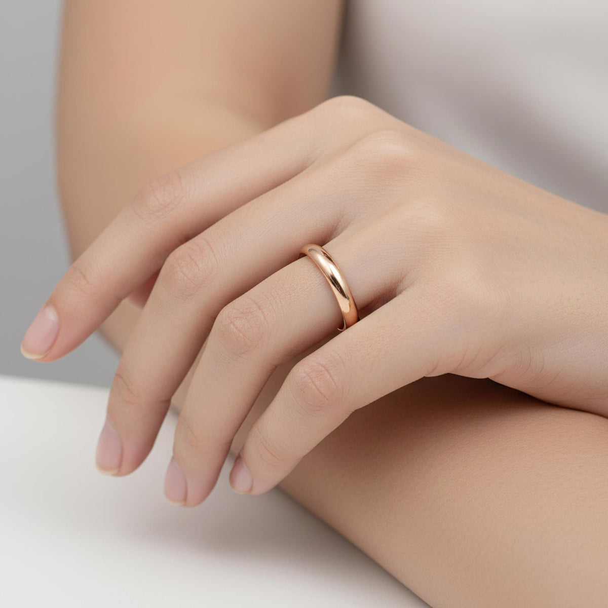 Classic Solid Gold Ring - 14K Unisex Wedding Band, 3mm, alternate angle