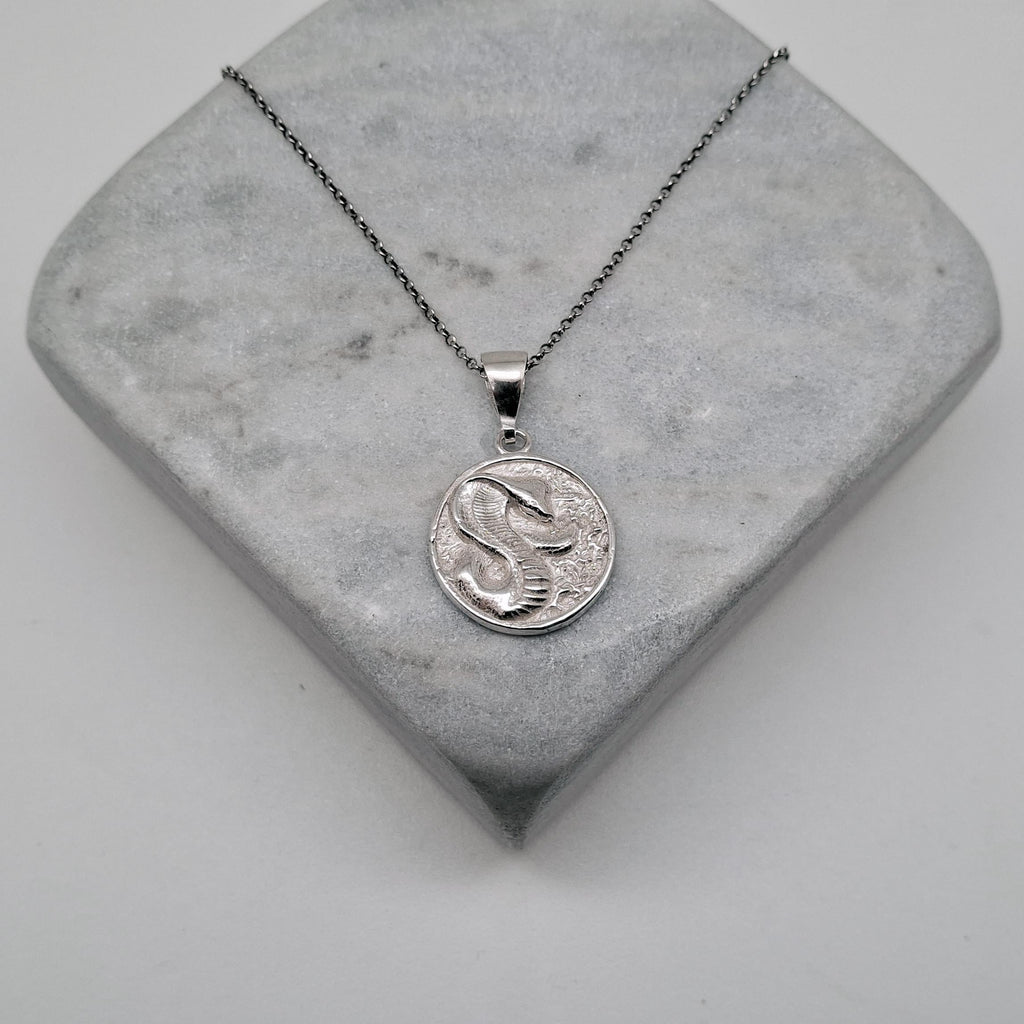 Cobra Medallion Necklace | Protective Talisman, front view