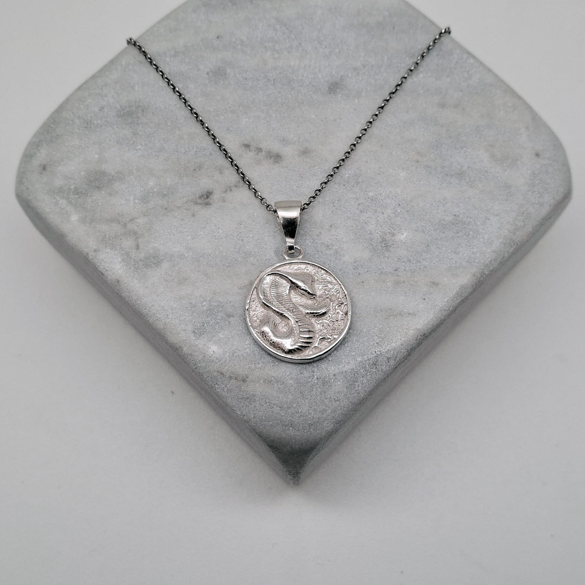 Cobra Medallion Necklace | Protective Talisman, front view