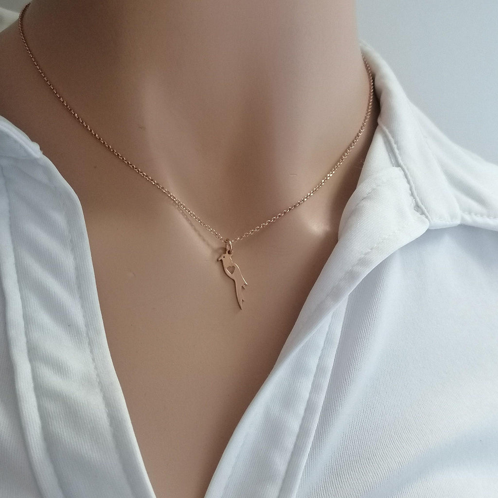 Parrot Charm Necklace | Dainty Tropical Bird Talisman, alternate angle