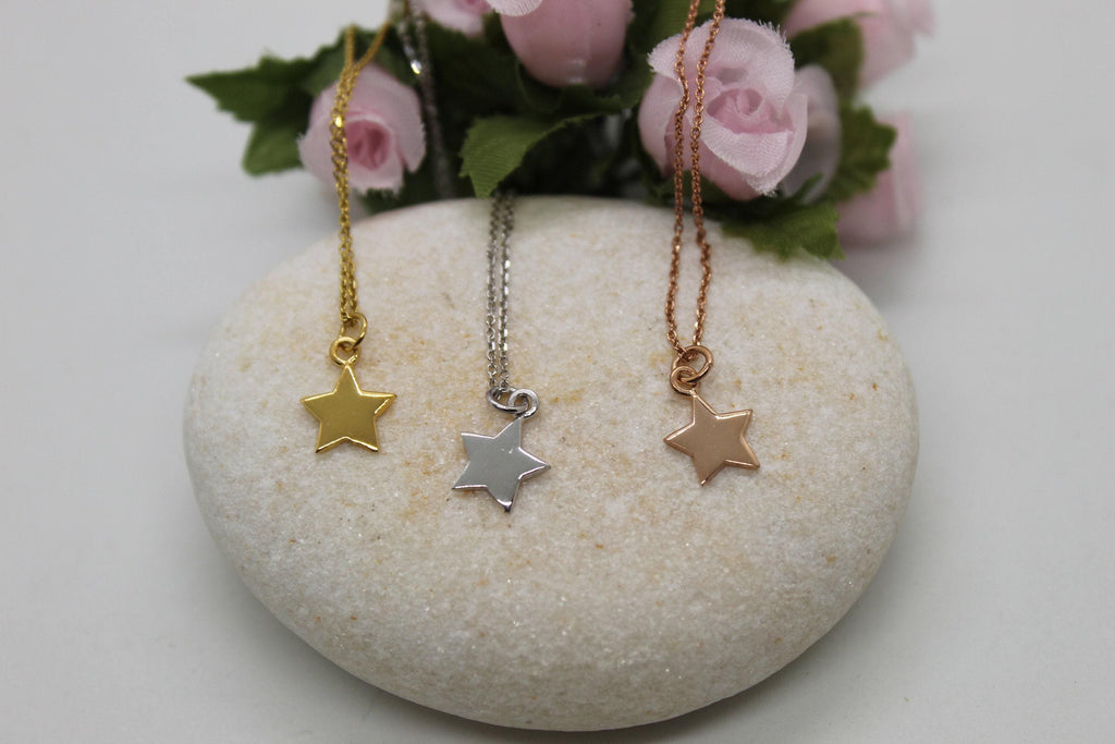 Star Necklace | Delicate Silver Celestial Charm | Inspirational Gift for Daughter, close-up detail