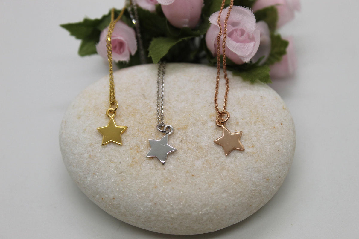 Star Necklace | Delicate Silver Celestial Charm | Inspirational Gift for Daughter, close-up detail