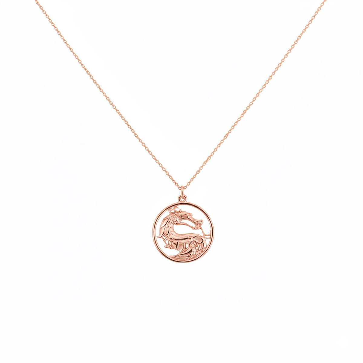 Dragon Necklace | Mythical Protection Talisman, in Rose Gold Plated finish