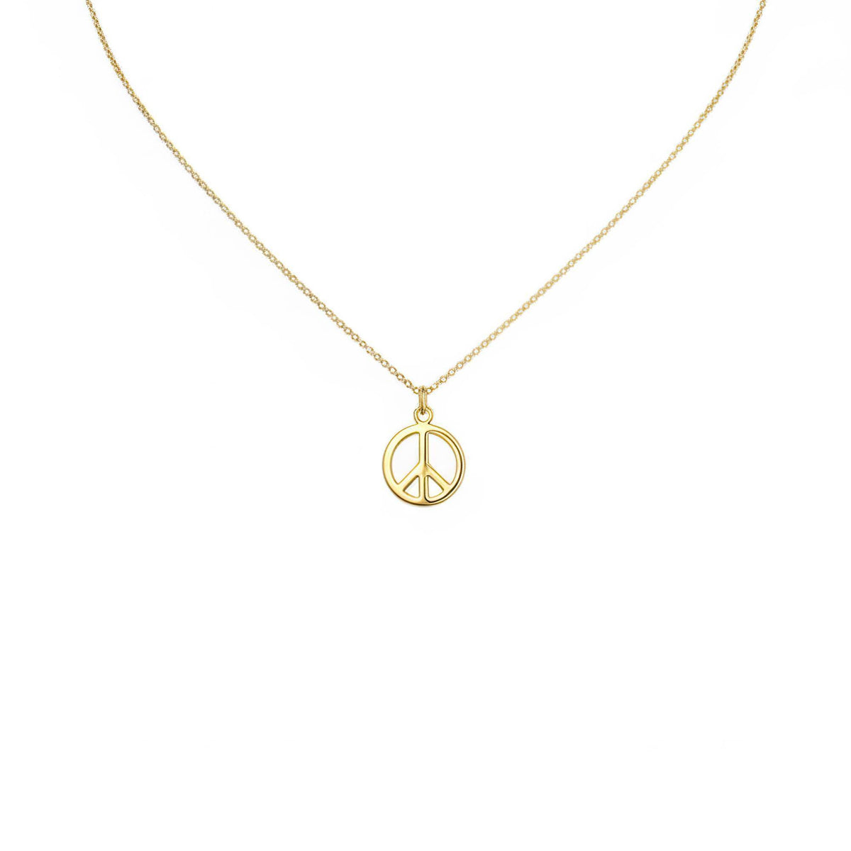 Dainty Peace Sign Necklace | Minimalist Serenity Talisman, in Yellow Gold Plated finish