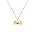 Motorcycle Pendant Necklace | Sterling Silver Sportbike Charm | Superbike Biker Jewelry, in Yellow Gold Plated finish